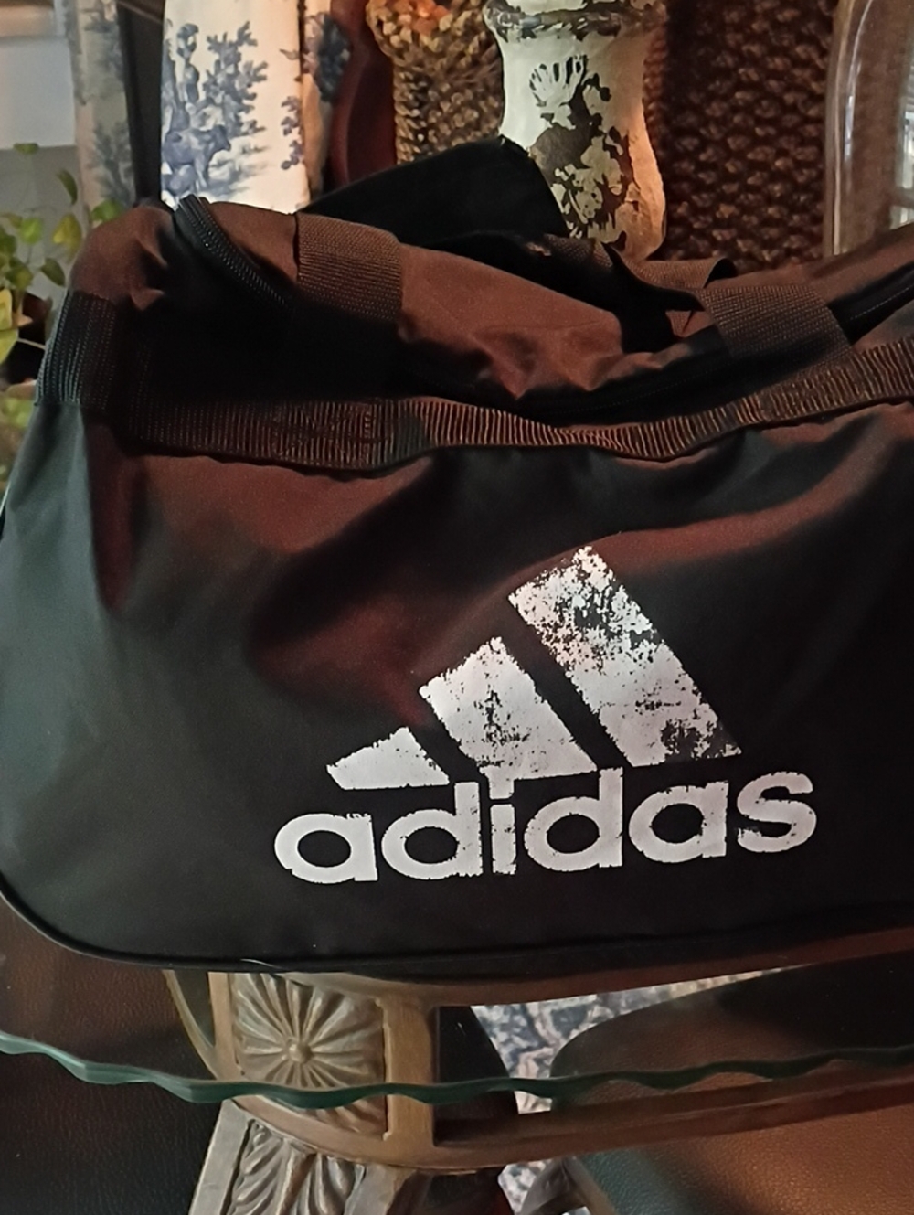 adidas Black Duffel Bag with White Logo